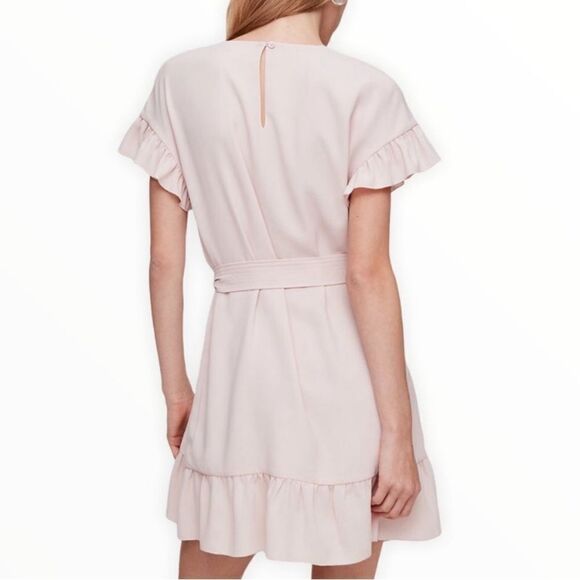 Wilfred Aritzia Ninette Ruffle Wrap Dress in Powder Pink size S - Picture 2 of 10